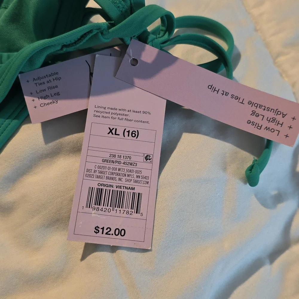 Wild Fable Green Tie-Side Bikini Bottom XL (W399) - Picture 3 of 5